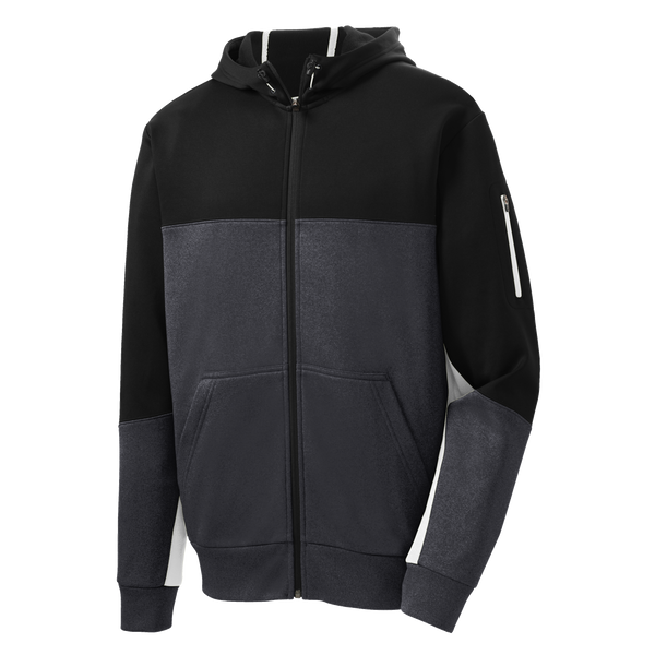 D1550 Mens Fleece Colorblock Full-Zip Hooded Jacket