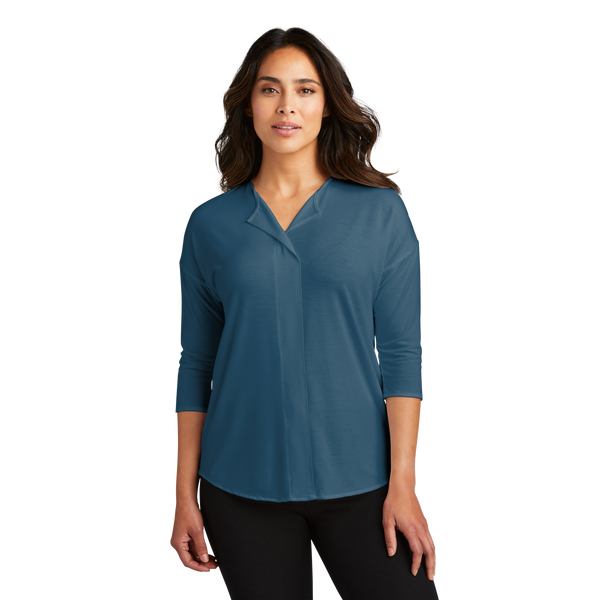 D1858W Ladies Concept 3/4-Sleeve Soft Split Neck Top