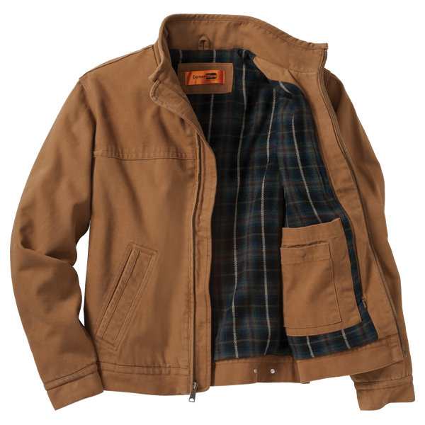 D1541 Mens Washed Duck Cloth Flannel-Lined Work Coat