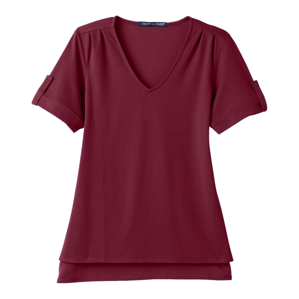 D2024 Ladies Plaited Rolled-Sleeve Top
