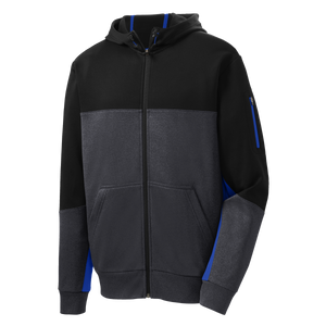 D1550 Mens Fleece Colorblock Full-Zip Hooded Jacket